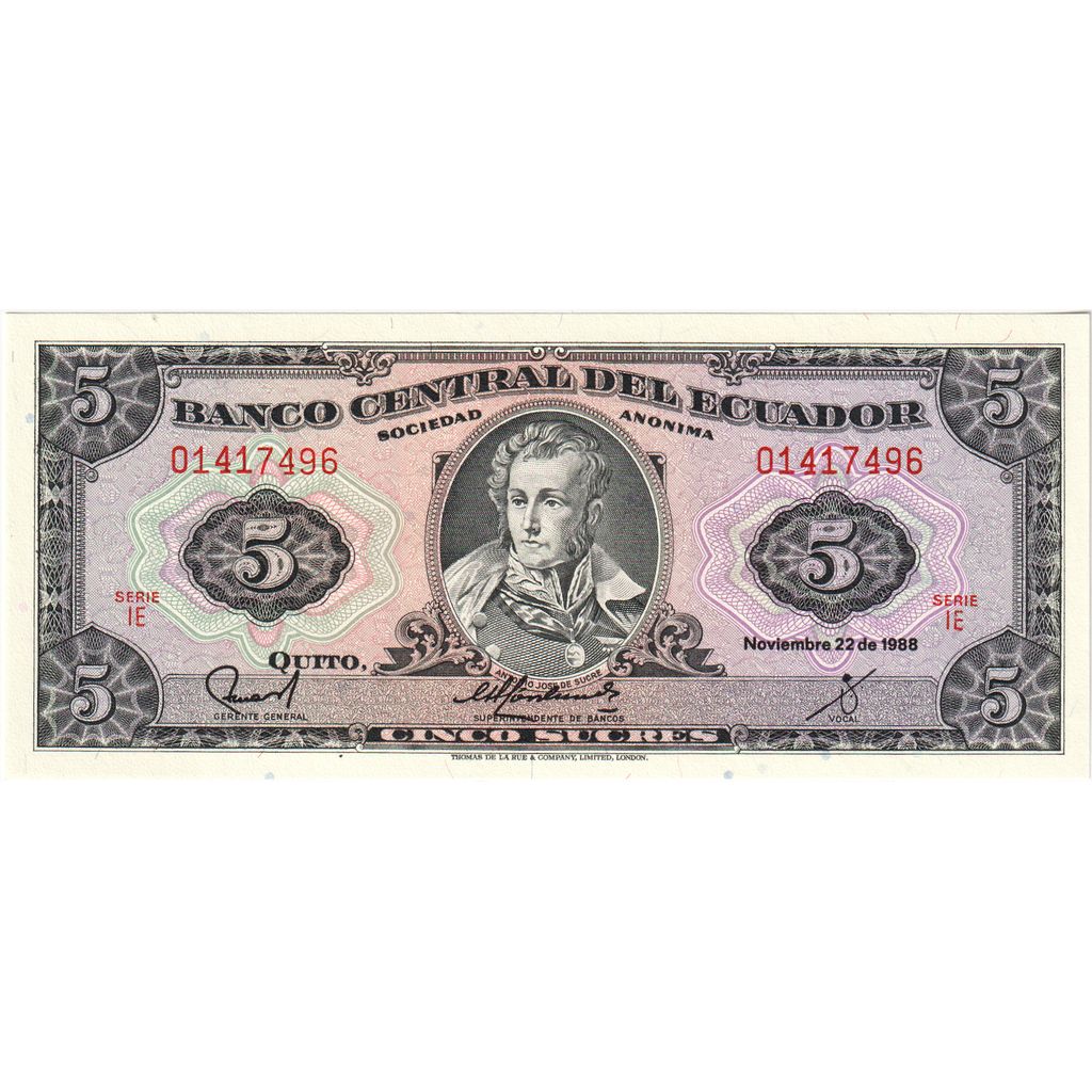 Ecuador, 5 Sucres, 1988-11-22, UNZ