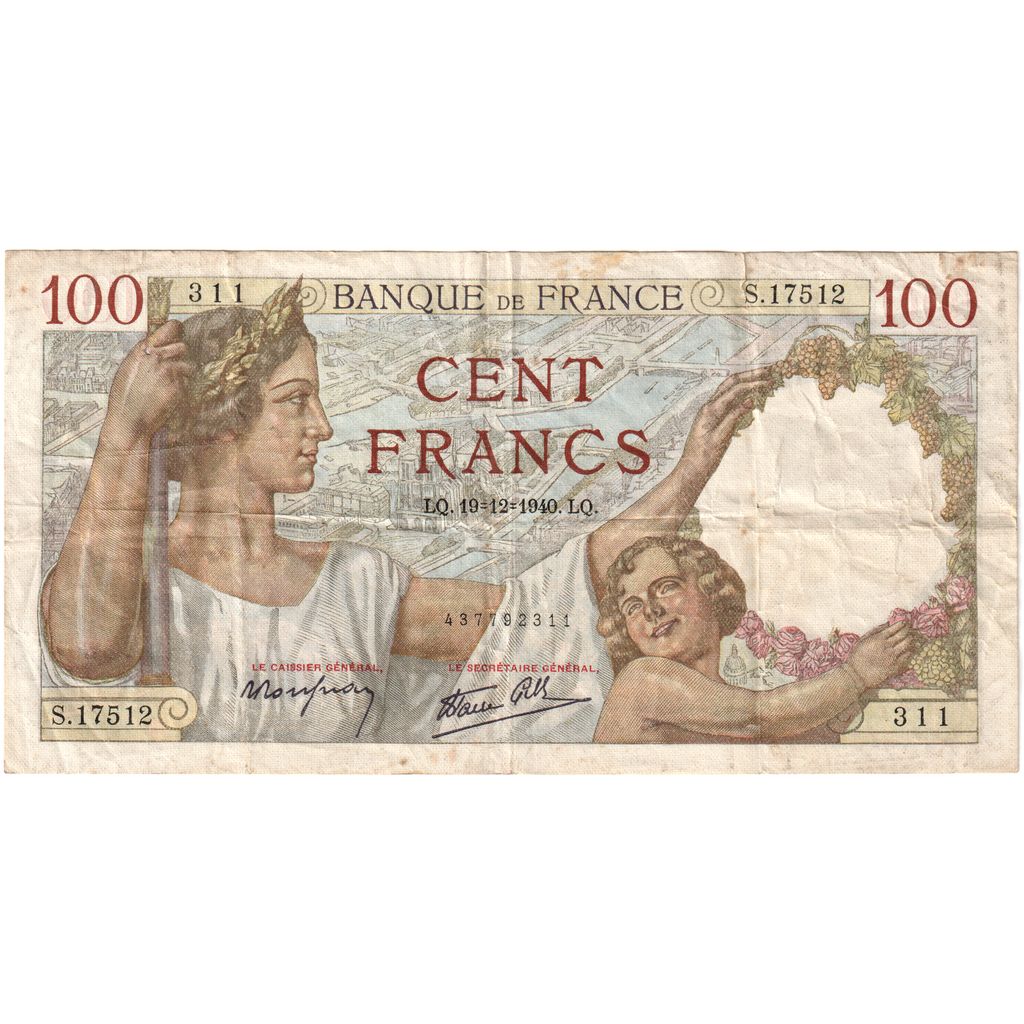 Francia, 100 Francs, Sully, 1940-12-19, S.17512, MB+