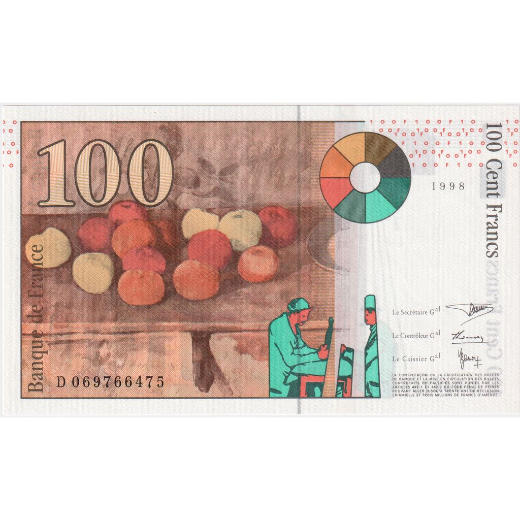 Francja, 100 Francs, Cézanne, D069766475, UNC(65-70)
