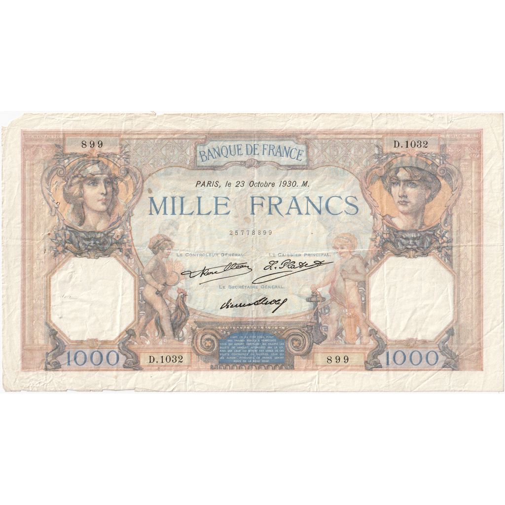 France, 1000 Francs, Cérès et Mercure, 1930-10-23, D.1032, TB+