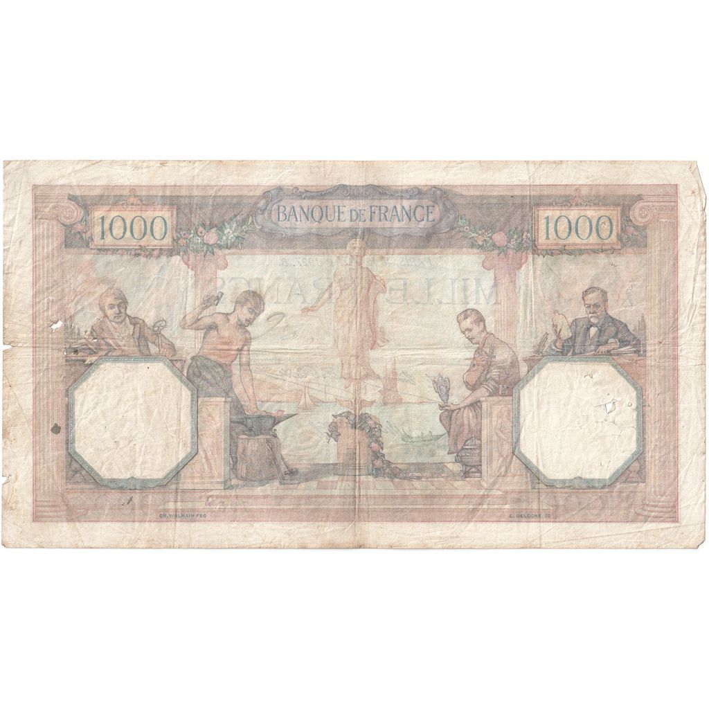 Francia, 1000 Francs, Cérès et Mercure, 1927-02-12, O.5, BC