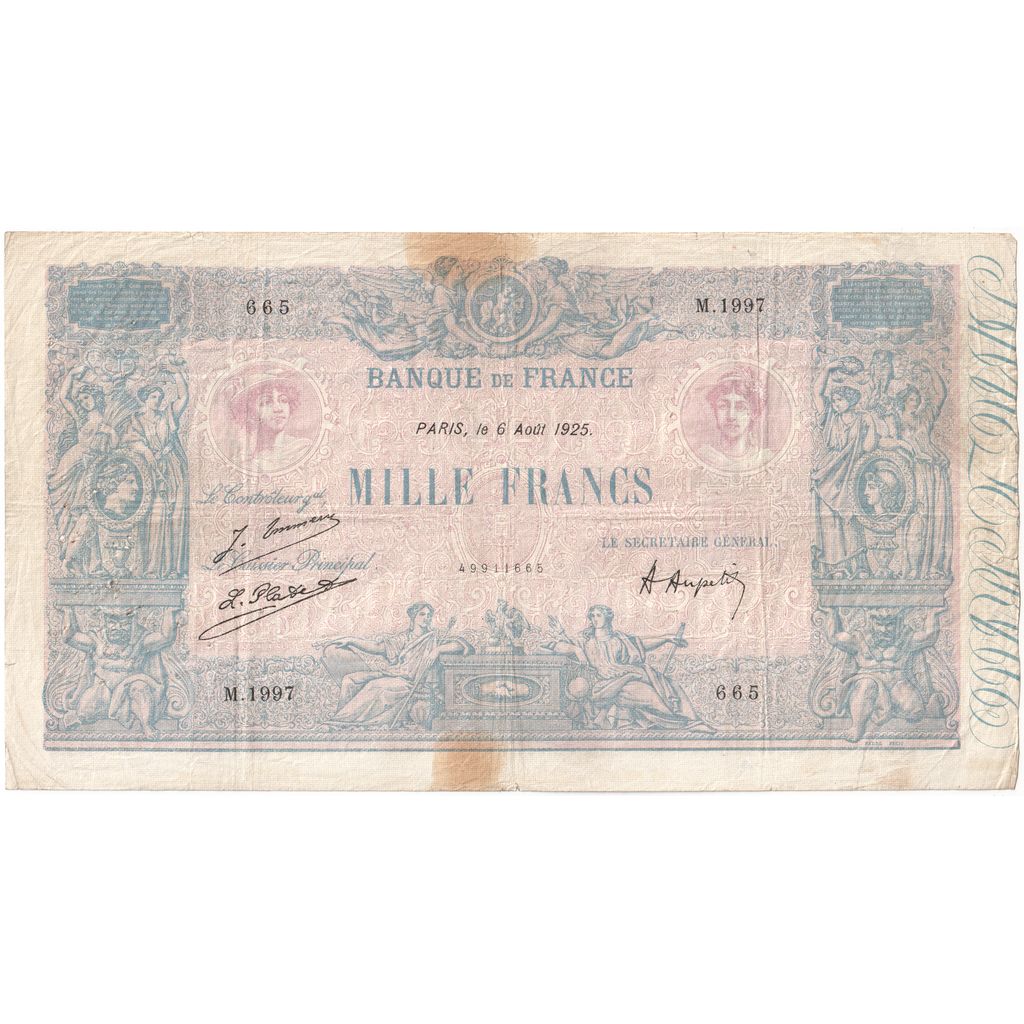 Francja, 1000 Francs, Bleu et Rose, 1925-08-06, M.1997, VF(20-25)