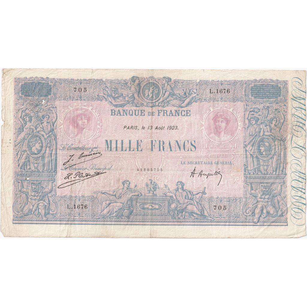 França, 1000 Francs, Bleu et Rose, 1923-08-13, L.1676, EF(40-45)