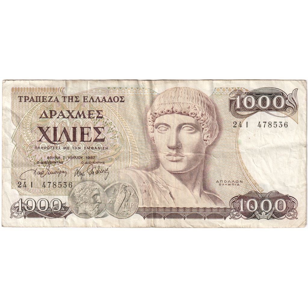 Grecja, 1000 Drachmaes, 1987-07-01, VF(30-35)