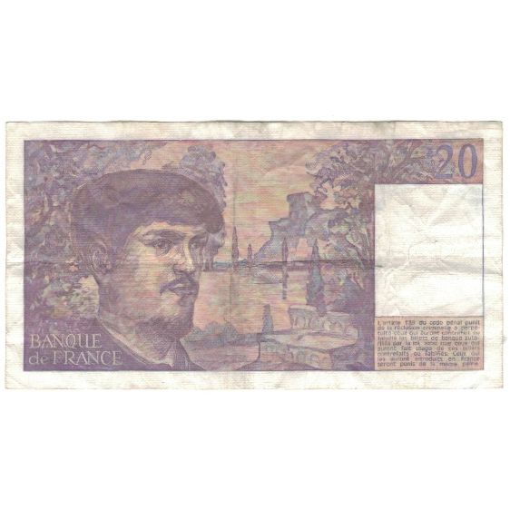 France, 20 Francs, Debussy, 1987, EF(40-45), Fayette:66.8, KM:151b