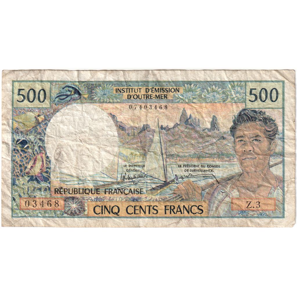 Tahiti, 500 Francs, papeete, VF(30-35)