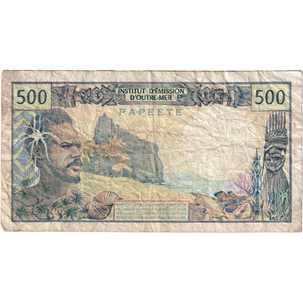Tahiti, 500 Francs, papeete, VF(30-35)