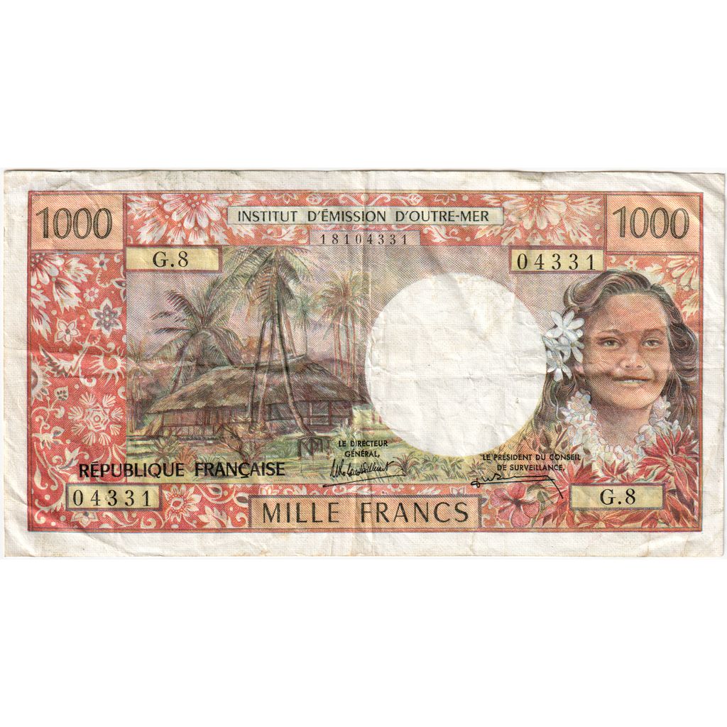 Tahiti, 1000 Francs, papeete, VF(30-35)
