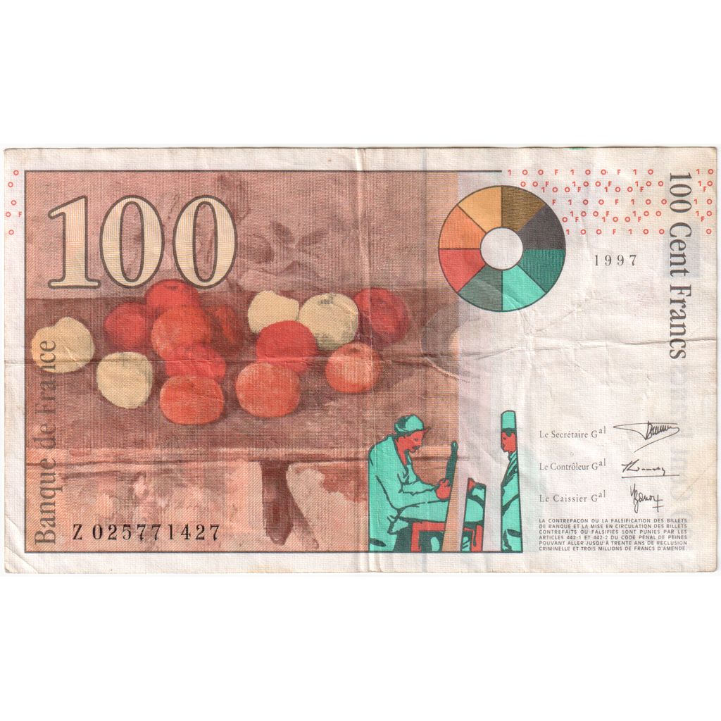France, 100 Francs, Cézanne, Z025771427, VF(30-35)