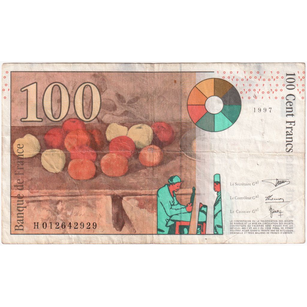 France, 100 Francs, Cézanne, H012642929, VF(30-35)