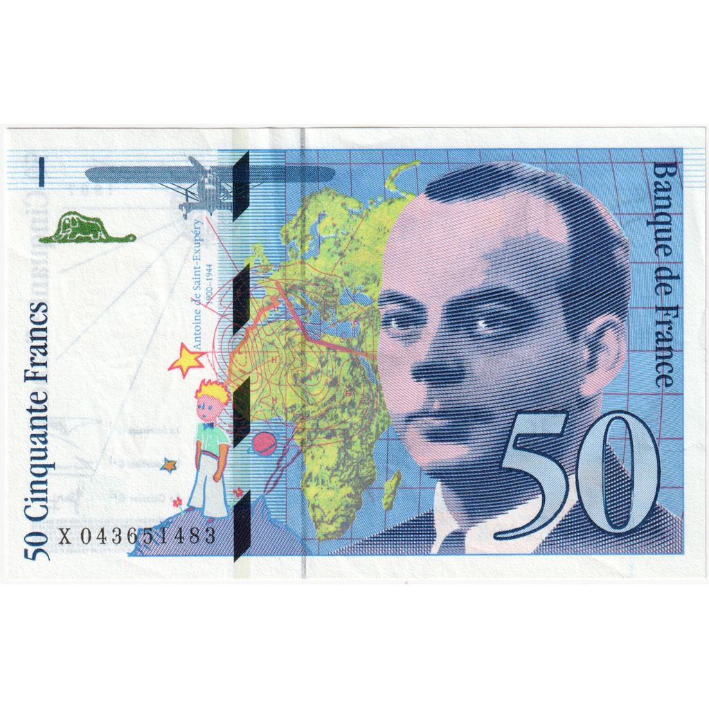 France, 50 Francs, St Exupéry, X043651483, AU(55-58)