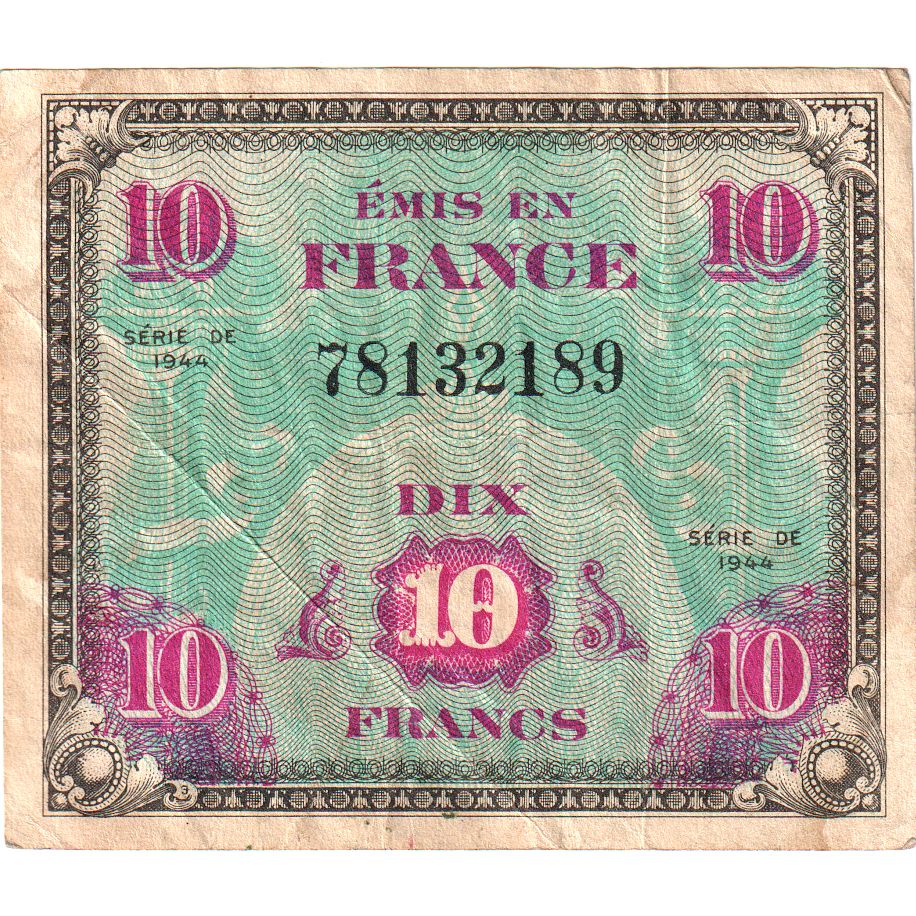 France, 10 Francs, Flag/France, 78132189, VF(30-35)