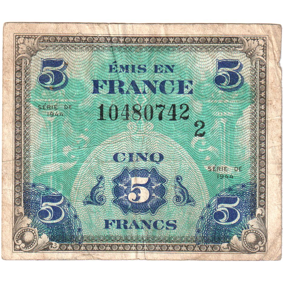 França, 5 Francs, Flag/France, 10480742, VF(20-25)