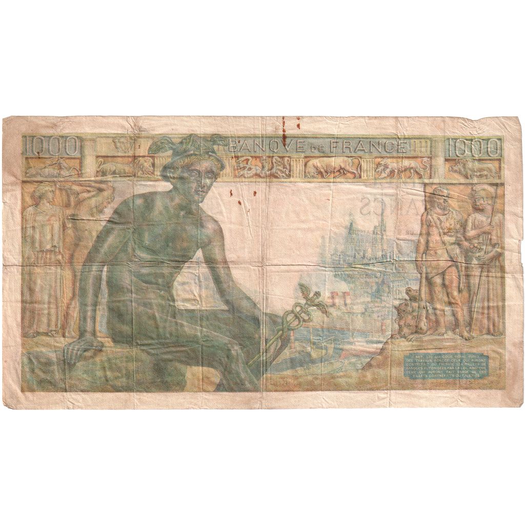France, 1000 Francs, Déesse Déméter, 1943-02-18, H.4097, TB
