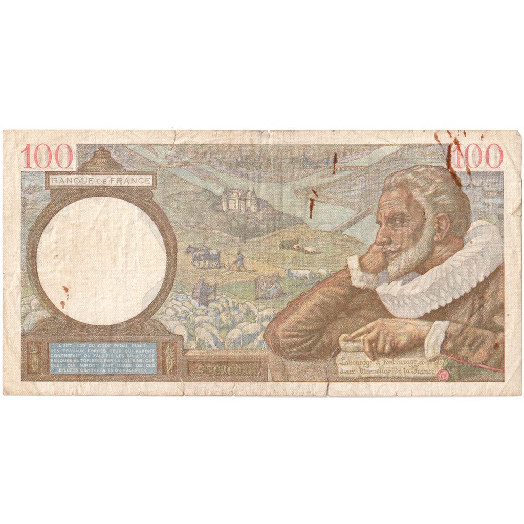 France, 100 Francs, Sully, 1941-11-20, P.26246, VF(20-25)