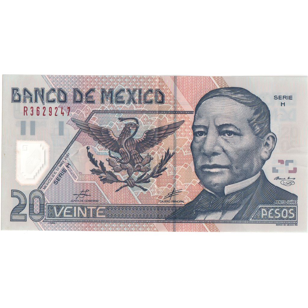 Mexico, 20 Pesos, 2001-05-17, AU(55-58)