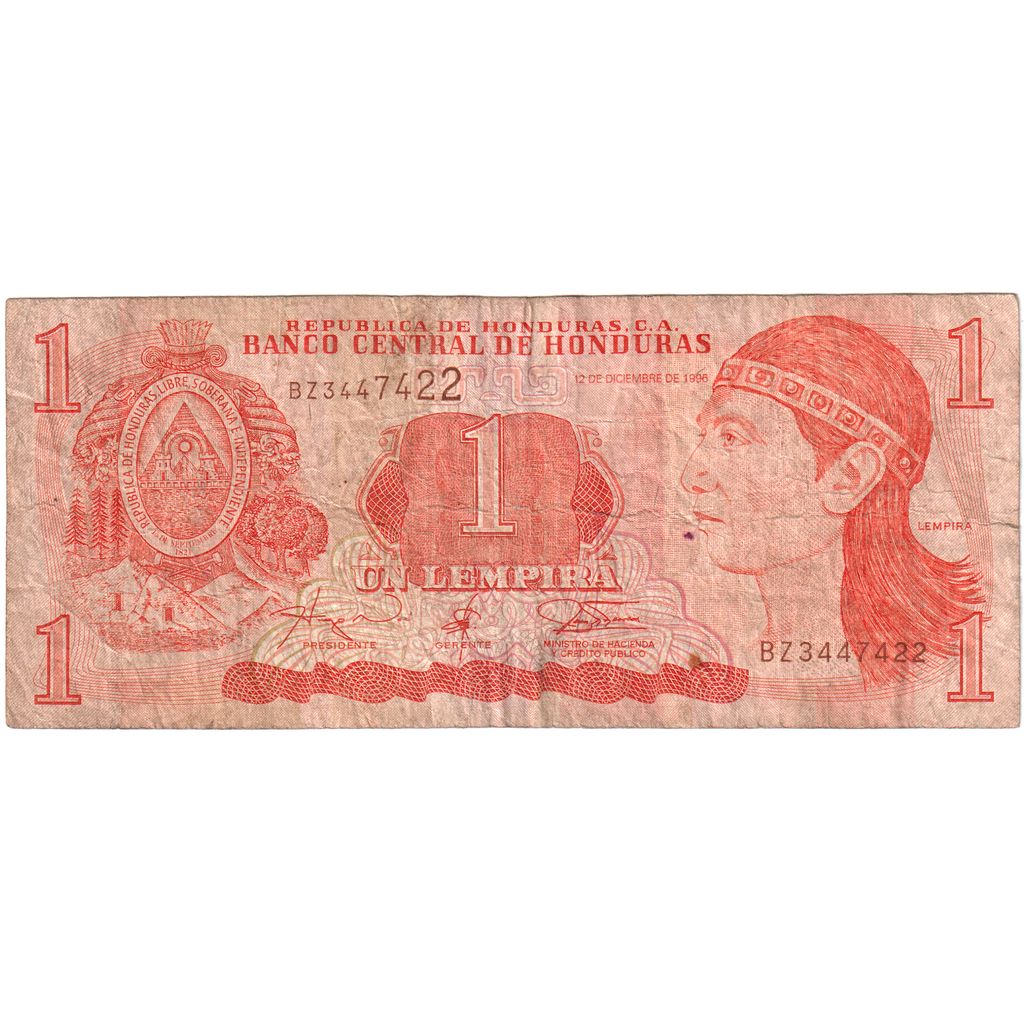 Honduras, 1 Lempira, 1996-12-12, VF(20-25)