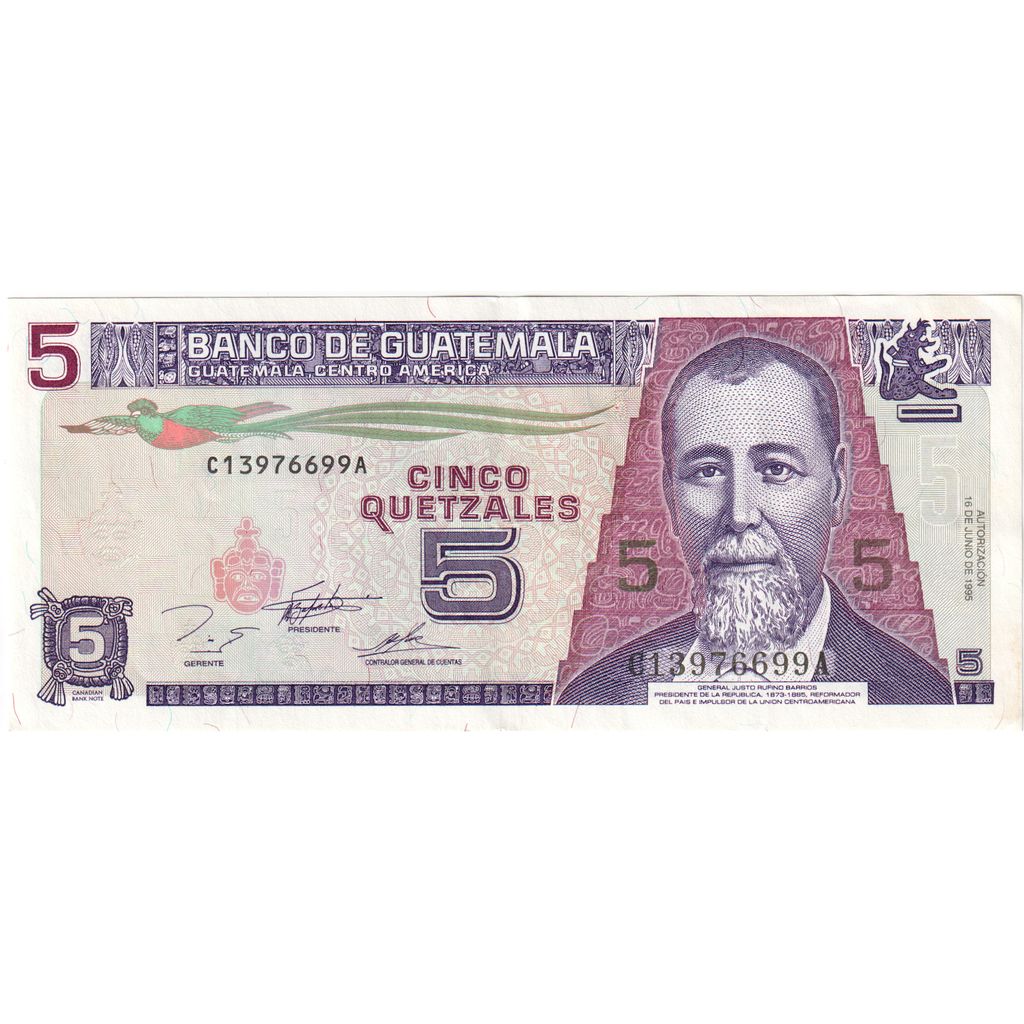 Guatemala, 5 Quetzales, 1993-10-27, SPL