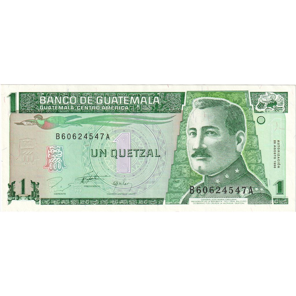 Guatemala, 1 Quetzal, 1996-08-28, UNC