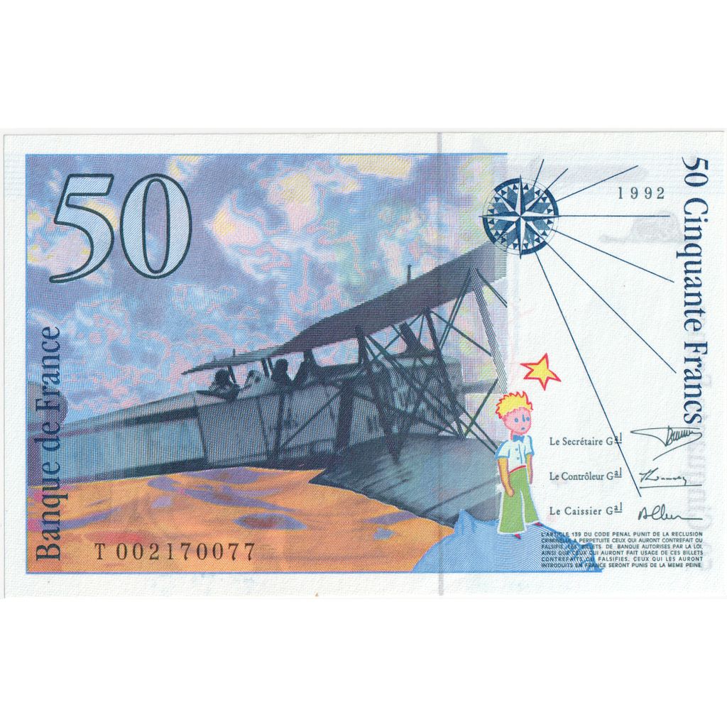 Francja, 50 Francs, St Exupéry, Undated (1992), T002170077, UNC(65-70)