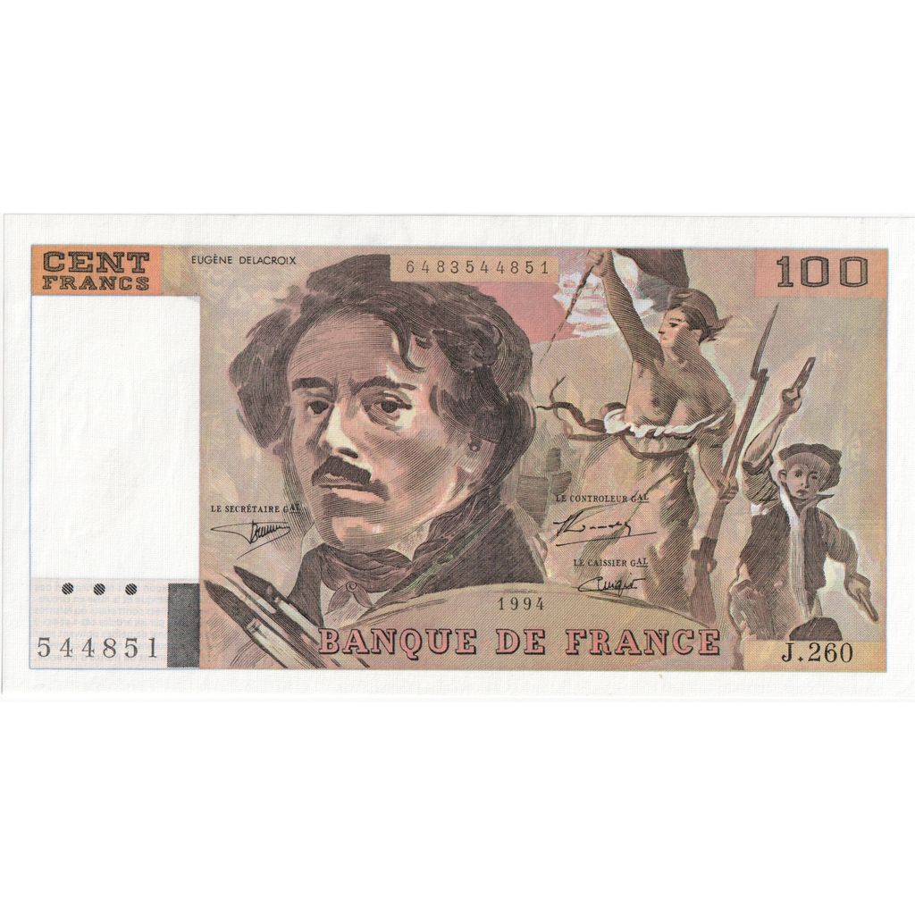 Francia, 100 Francs, Delacroix, 1994, J.260, EBC