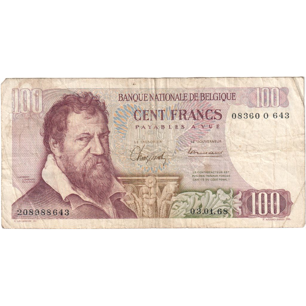 Belgio, 100 Francs, 1968-01-03, MB