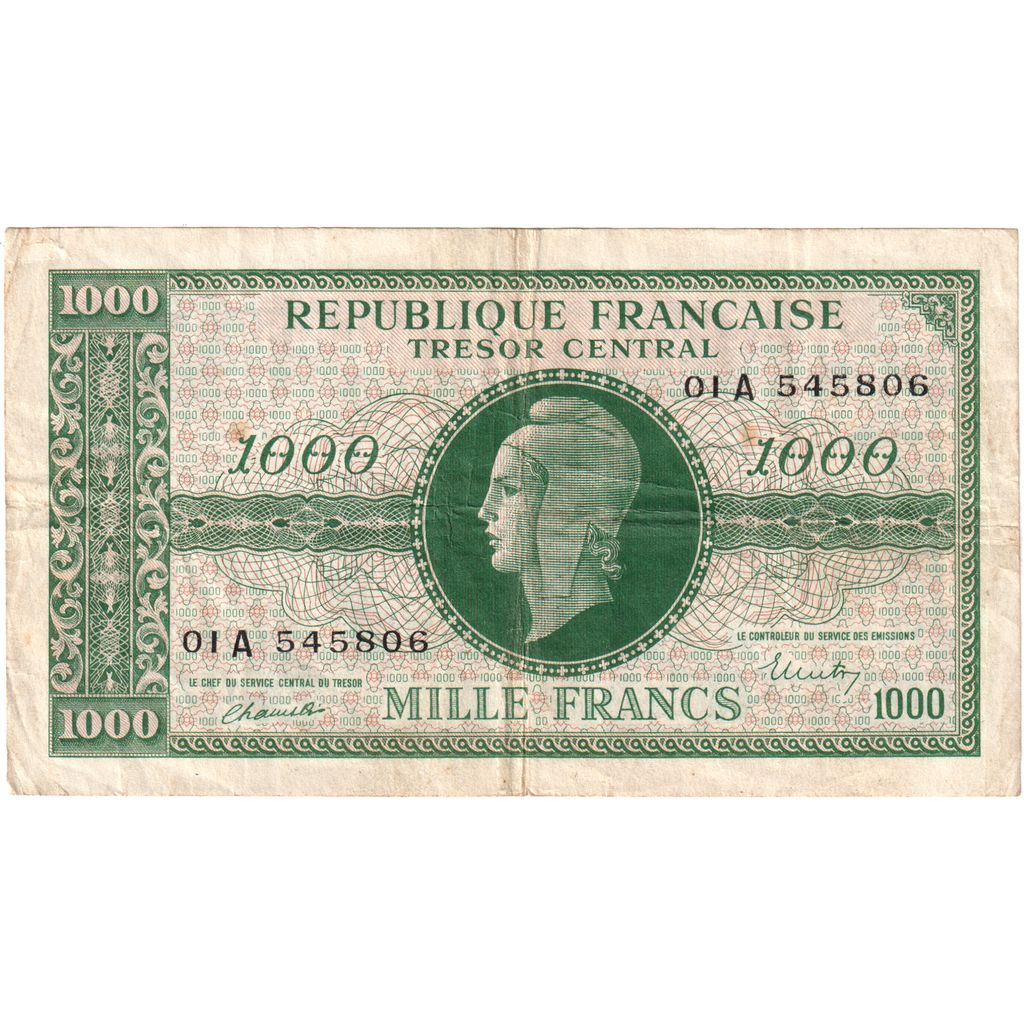France, 1000 Francs, Marianne, 01A, EF(40-45)