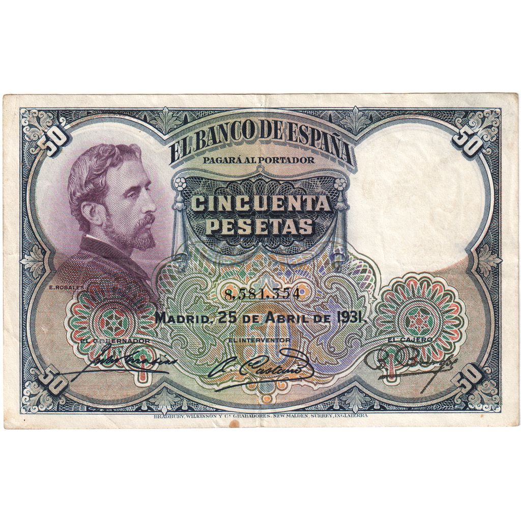 Hiszpania, 50 Pesetas, 1931-04-25, EF(40-45)