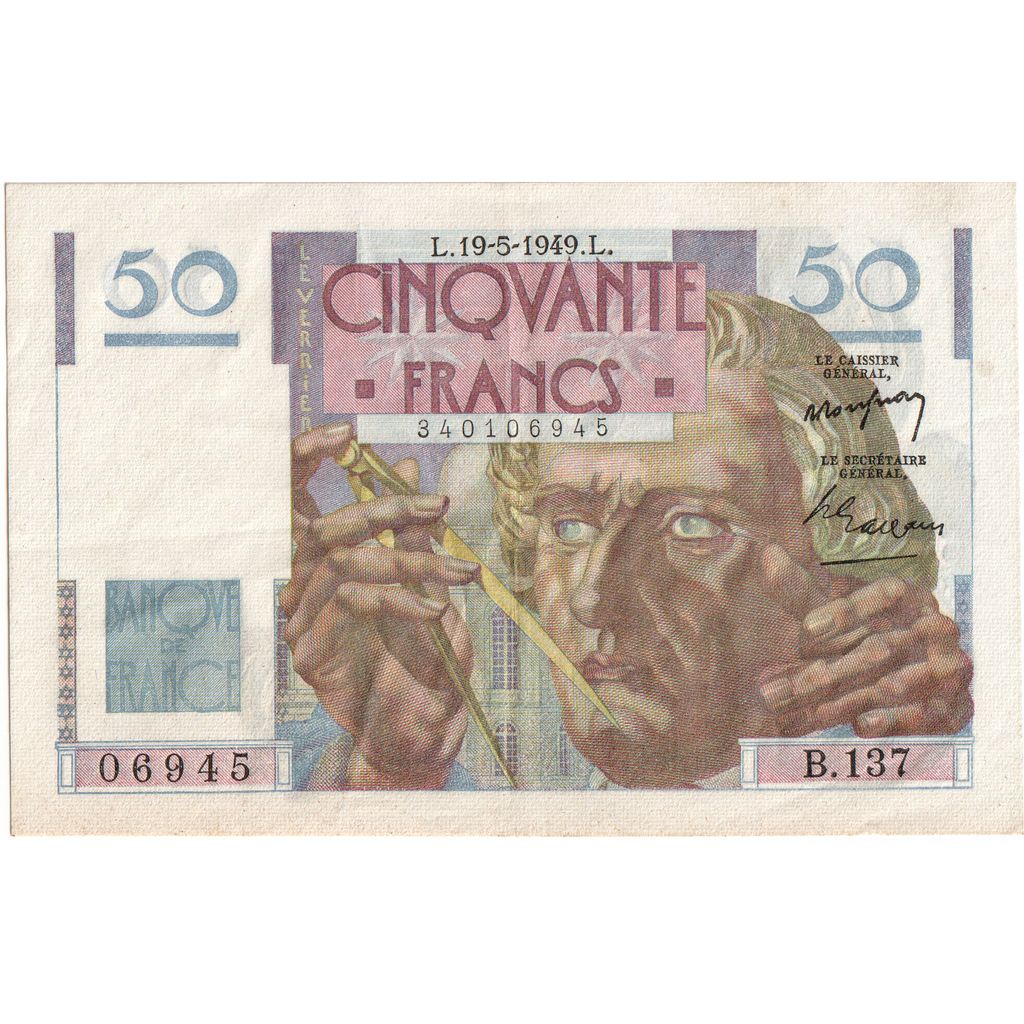 França, 50 Francs, Le Verrier, 1949-05-19, B.137, UNC(60-62)
