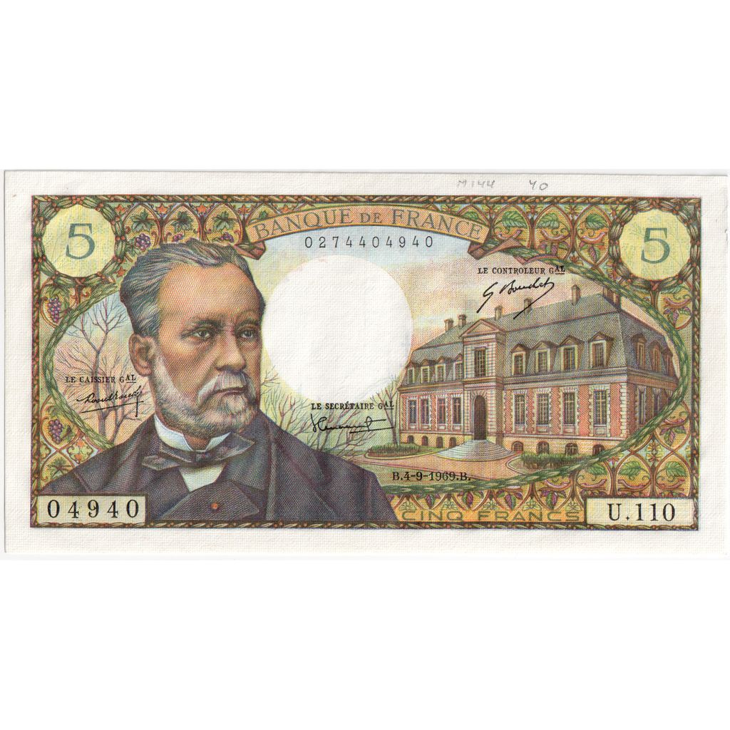 Frankrijk, 5 Francs, Pasteur, 1969-09-04, U.110, TTB