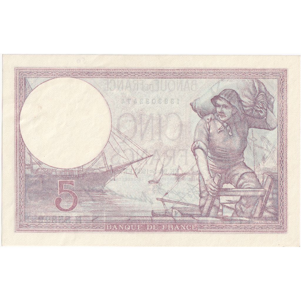 Frankrijk, 5 Francs, Violet, 1933-05-26, H.55322, SPL