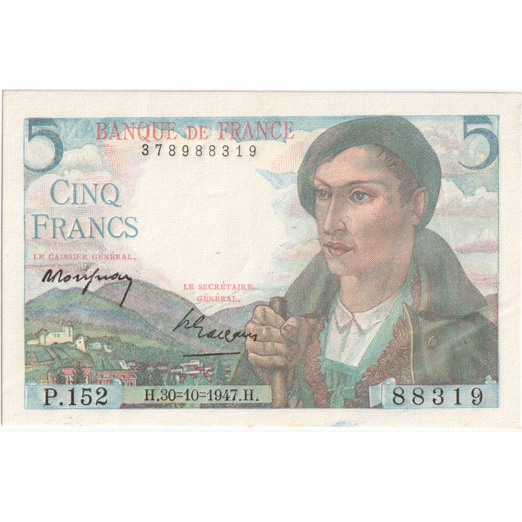 France, 5 Francs, Berger, 1947-10-30, P.152, UNC(63)