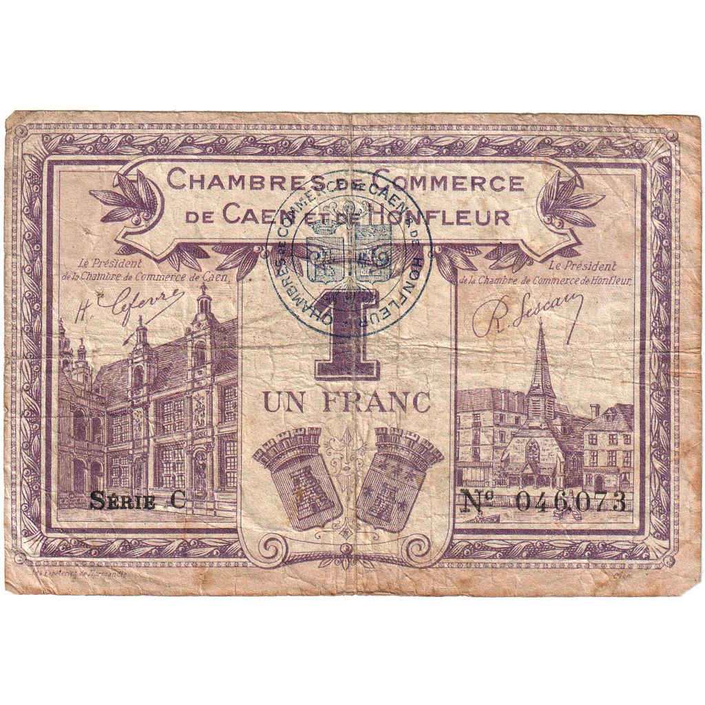 France, 1 Franc, 046073, Caen et Honfleur, TB, Pirot:34-22