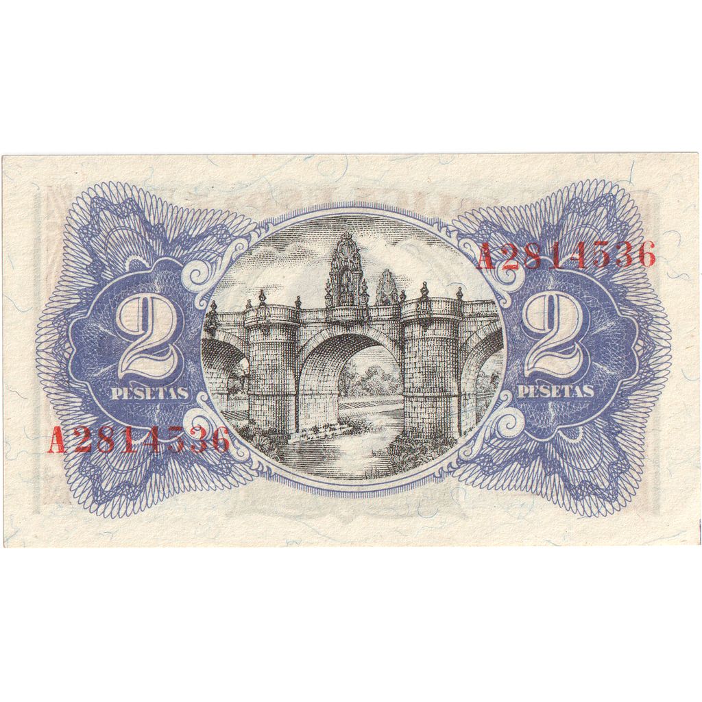 Geldschein, Spanien, 2 Pesetas, 1938, UNZ-