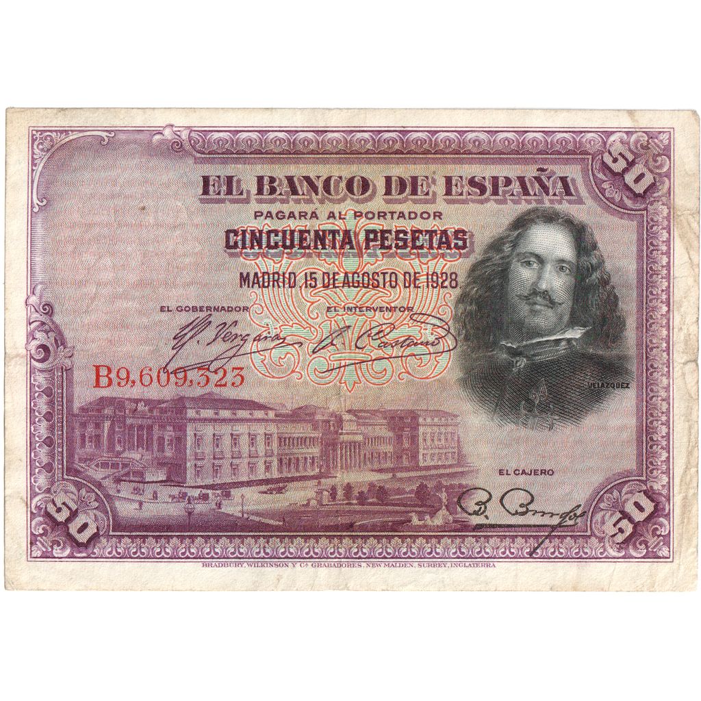 Spanje, 50 Pesetas, 1928-08-15, TB+