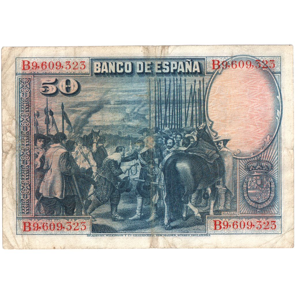 Spanje, 50 Pesetas, 1928-08-15, TB+