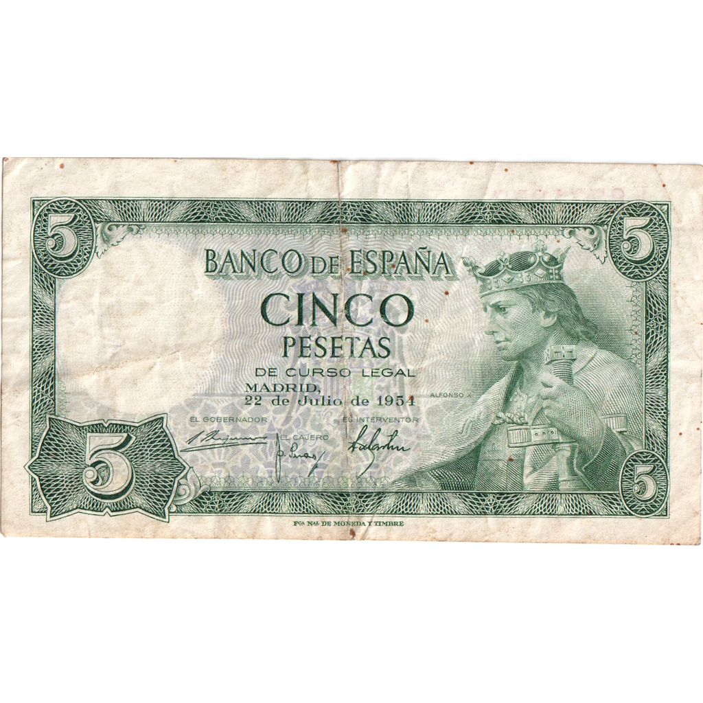 Spain, 5 Pesetas, VF(30-35)