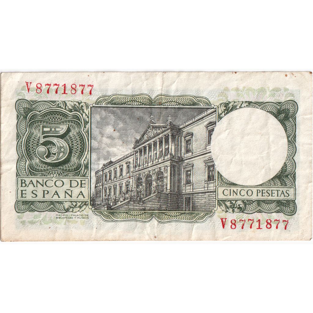 Spain, 5 Pesetas, VF(30-35)