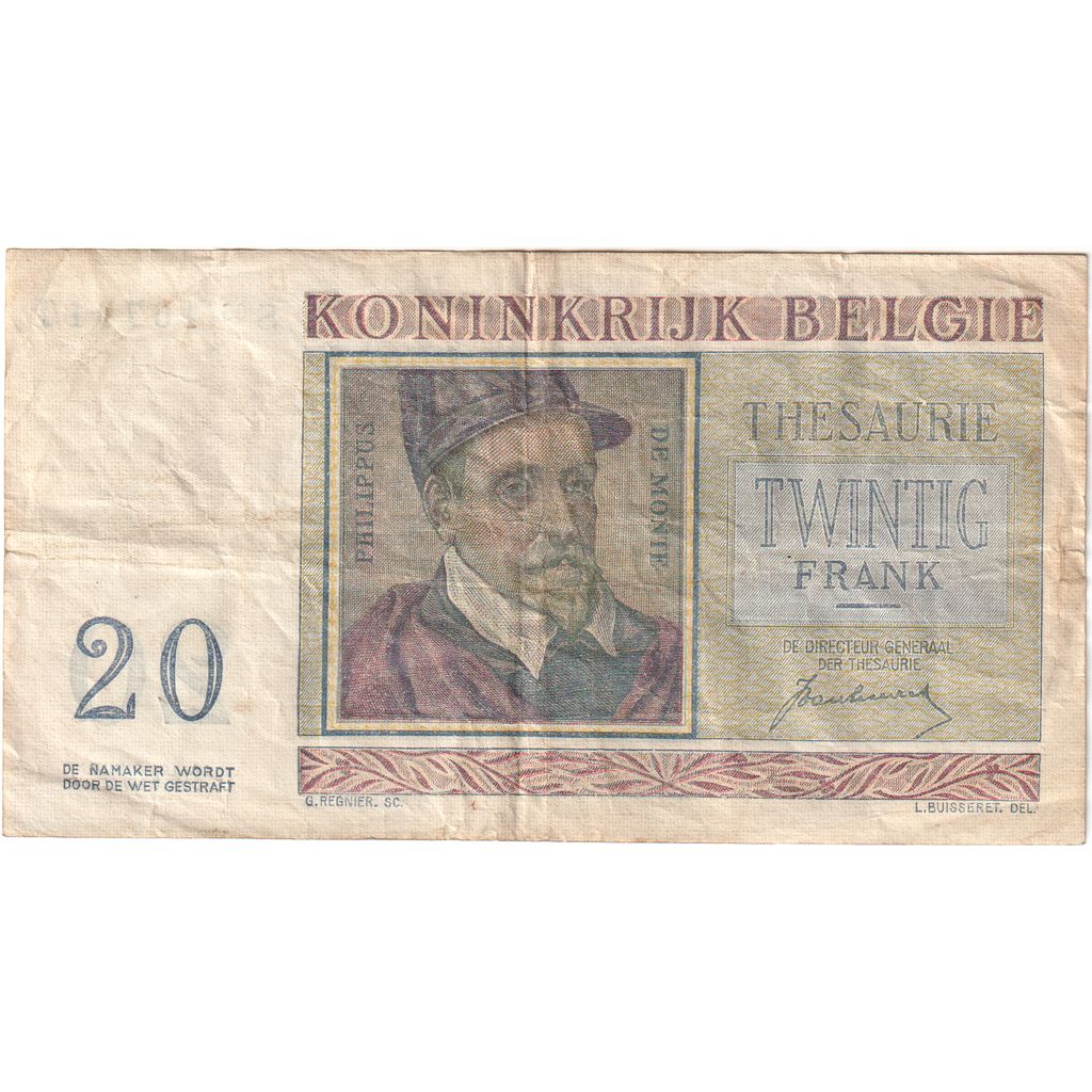 Belgique, 20 Francs, 1950-07-01, TB