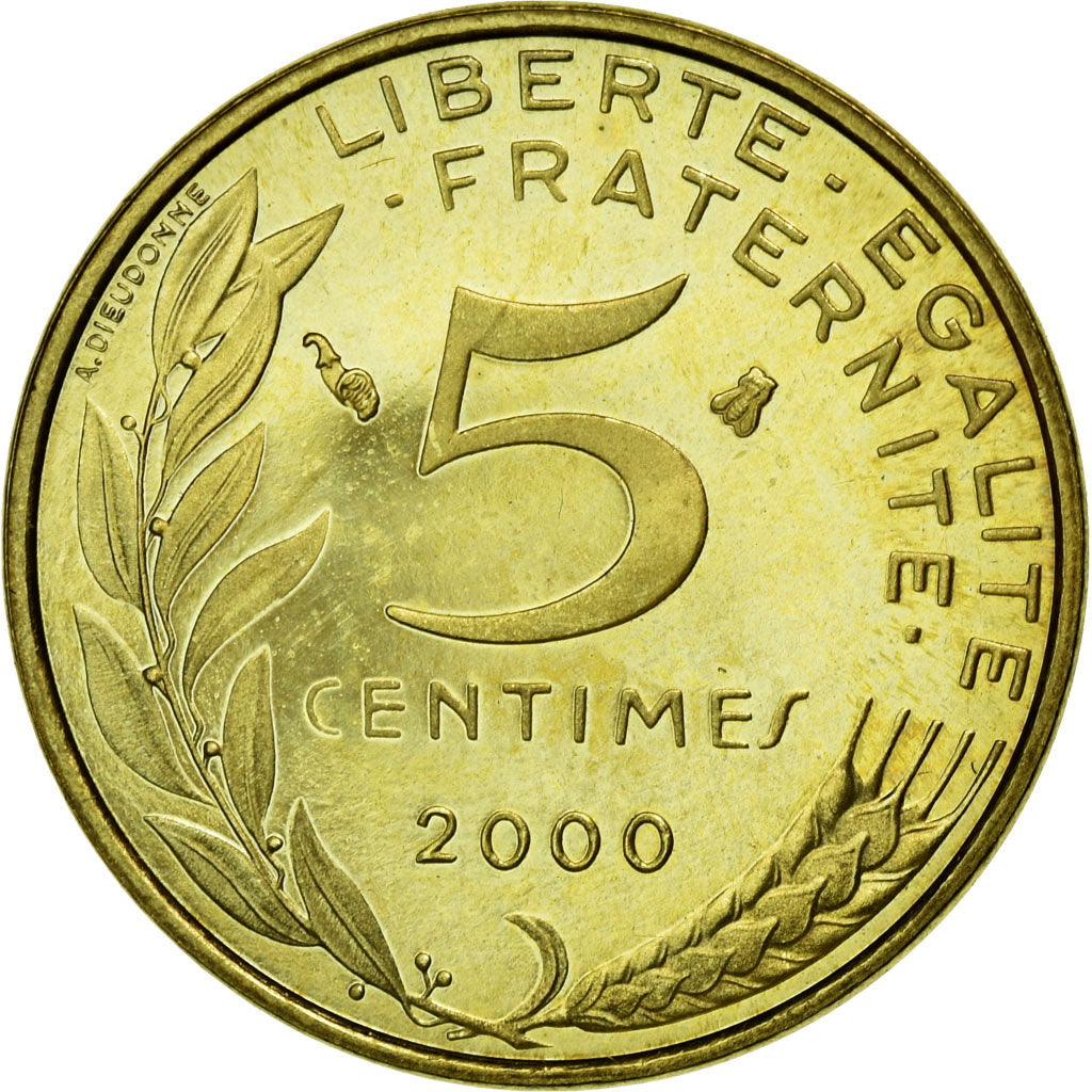 Coin, France, Marianne, 5 Centimes, 2000, MS(65-70), Aluminum-Bronze