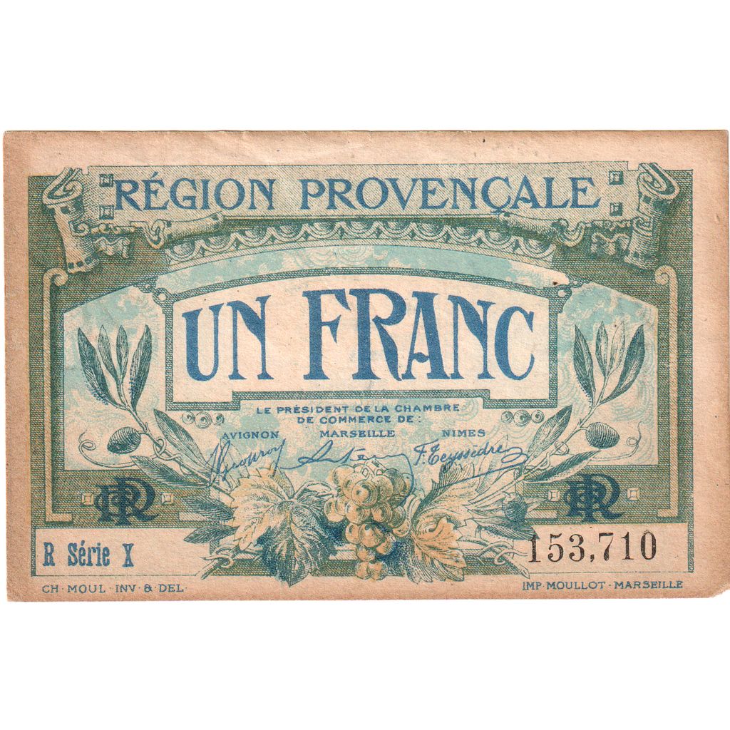 Frankreich, Région Provençale, 1 Franc, Chambre de commerce / Région