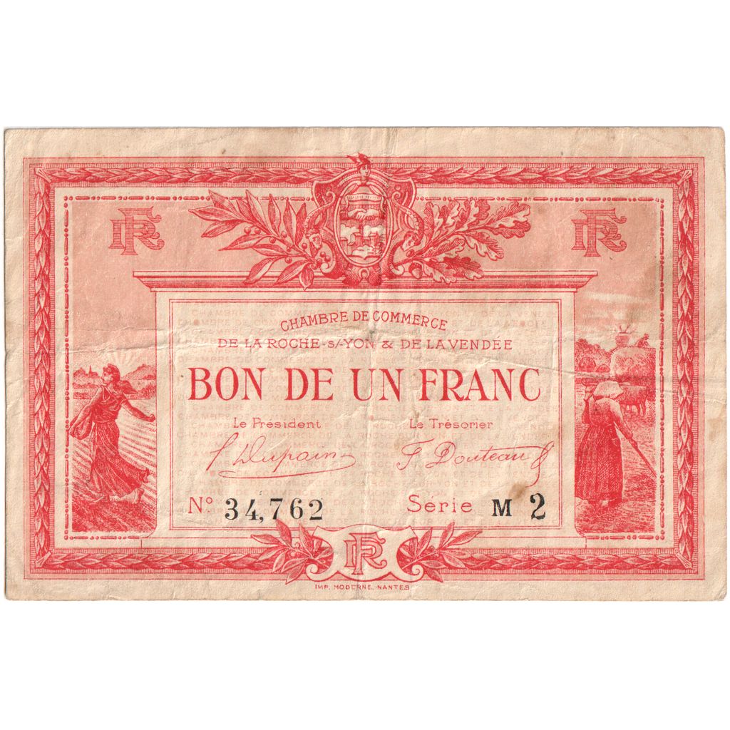 France, 1 Franc, M234762, VF(30-35), Pirot:65-17