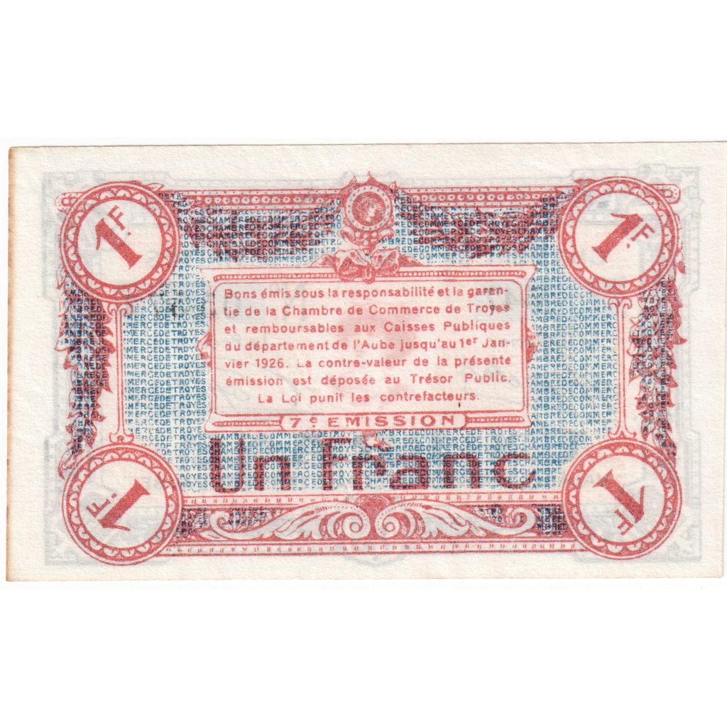 Frankrijk, Troyes, 1 Franc, TTB, Pirot:124-9