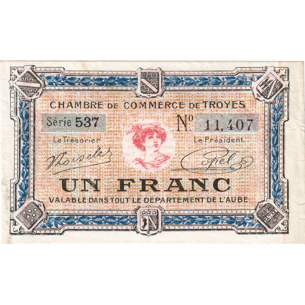 Frankrijk, Troyes, 1 Franc, SUP, Pirot:124-9