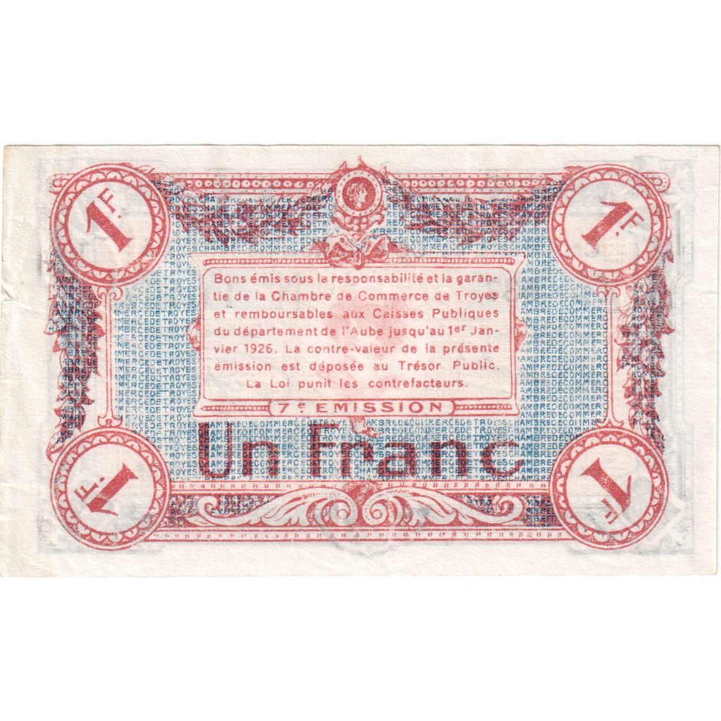 Frankrijk, Troyes, 1 Franc, SUP, Pirot:124-9