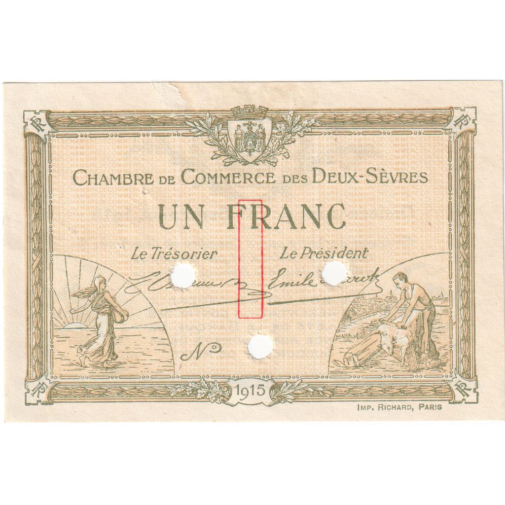 France, Deux-Sèvres, 1 Franc, 1916, VF(30-35), Pirot:93-8