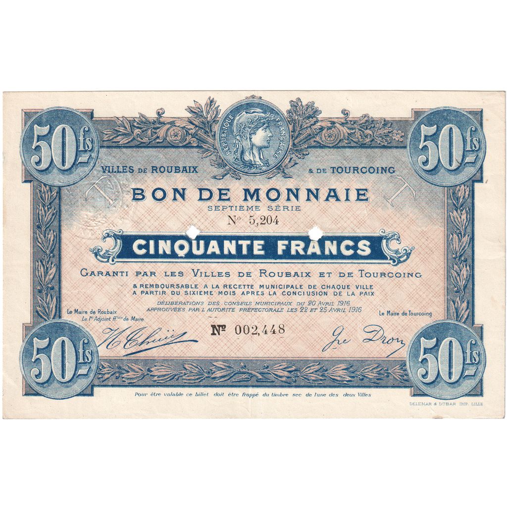 Frankreich, 50 Francs, S+, Pirot:59-2196