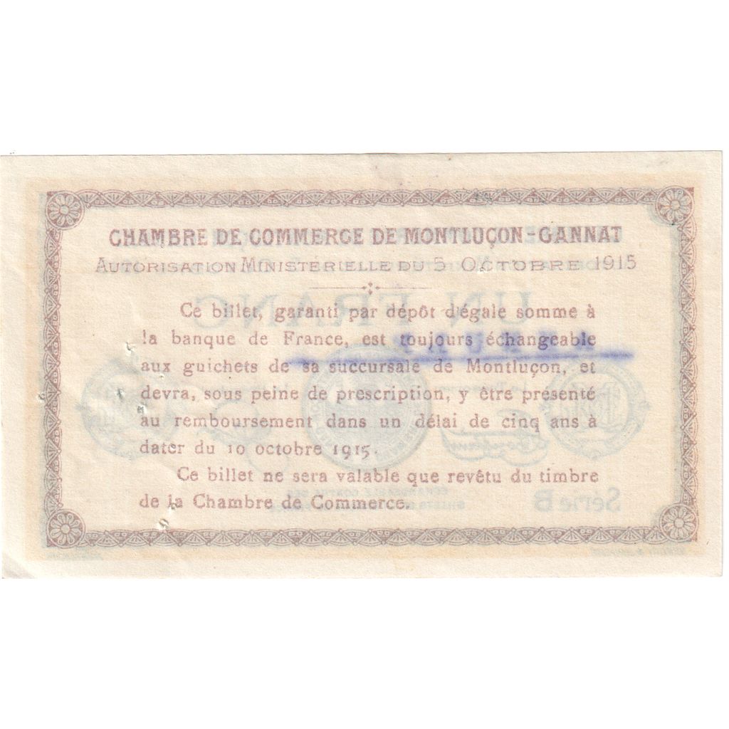 France, 1 Franc, 1915-10-05, TTB, Pirot:84-37