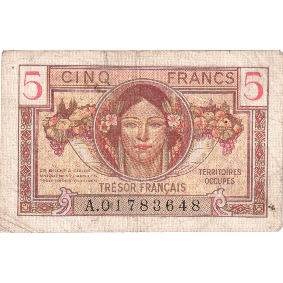 Frankrijk, 5 Francs, 1947 French Treasury, Undated (1947), A.01783648, TB+