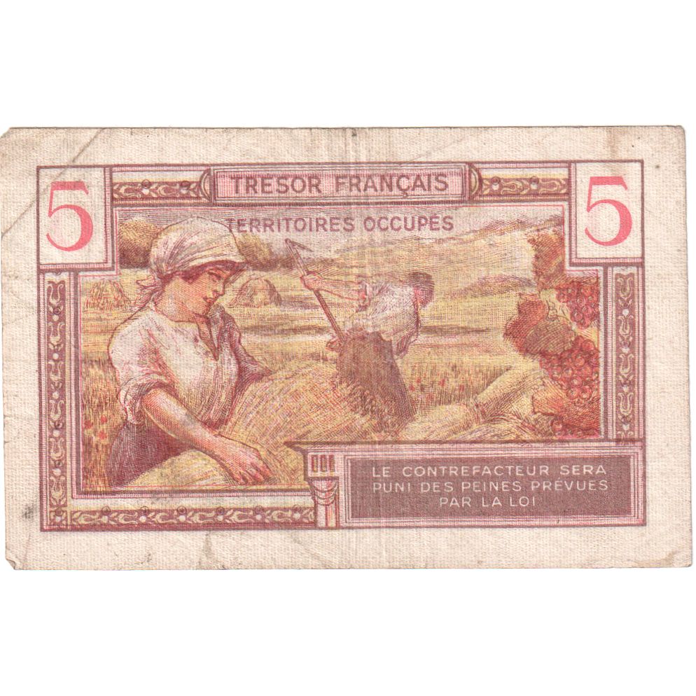 Frankrijk, 5 Francs, 1947 French Treasury, Undated (1947), A.01783648, TB+